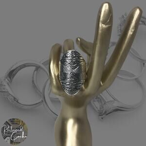 Long Boho Silver Ring - Size 9.5